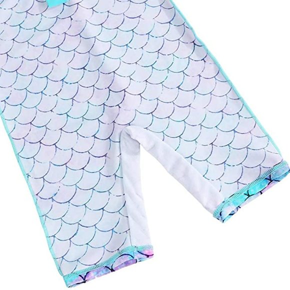 NWT! TFJH E Girls Swimsuit One Piece with Zipper Turquoise and Purple  A193-38 - Picture 5 of 11